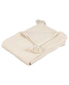 Beezz Ecrufarbenes Plaid mit Wabenmuster - 170x130 cm