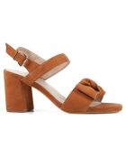 Sandales en Velours de Cuir Gladiola cognac - Talon 7 cm