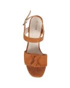 Sandales en Velours de Cuir Gladiola cognac - Talon 7 cm