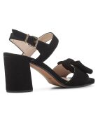 Sandales en Velours de Cuir Gladiola noires - Talon 7 cm