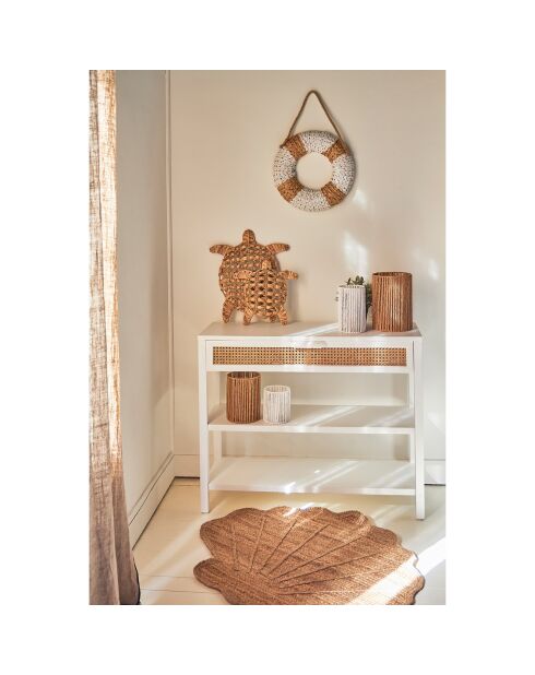 Console 2 étagères Adela blanc/naturel - 100x35x80 cm