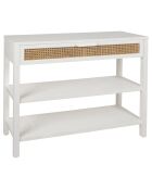 Console 2 étagères Adela blanc/naturel - 100x35x80 cm