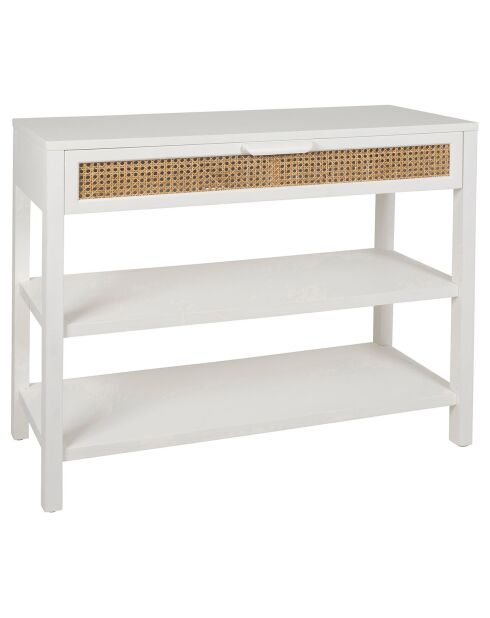 Console 2 étagères Adela blanc/naturel - 100x35x80 cm