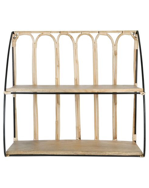 Etagère murale 2 niveaux Monarque naturel/noir - 61.5x31x56 cm