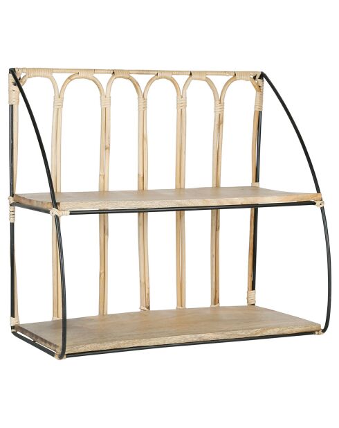 Etagère murale 2 niveaux Monarque naturel/noir - 61.5x31x56 cm