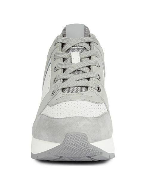 Baskets en Cuir Zosma blanc/gris - Talon 7 cm