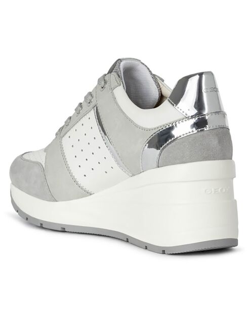 Baskets en Cuir Zosma blanc/gris - Talon 7 cm