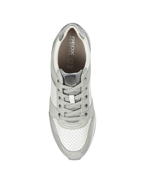 Baskets en Cuir Zosma blanc/gris - Talon 7 cm
