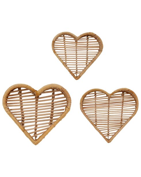 3 natuurlijke hartvormige bakjes
