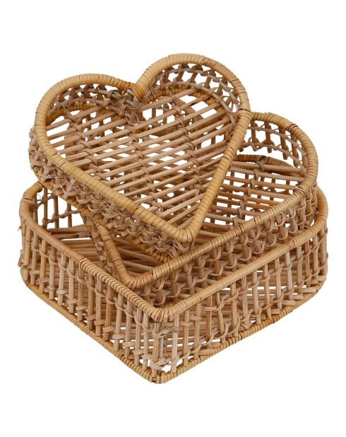 3 natuurlijke hartvormige bakjes