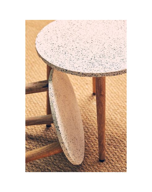 Table d'appoint Terrazzo blanc - D.42x53 cm