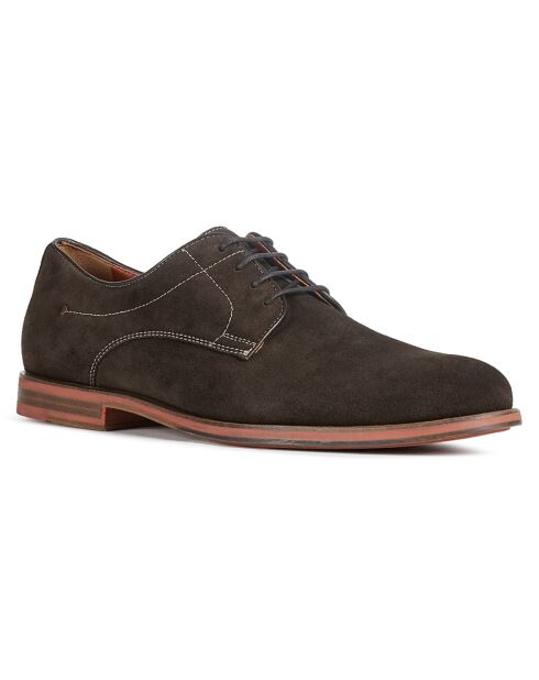 Derbies en Velours de Cuir Bayle brun foncé