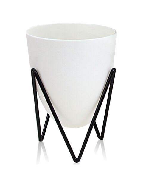 Pot auto-arrosant poppy large noir/blanc - D.19x23  cm