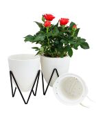 Pot auto-arrosant poppy large noir/blanc - D.19x23  cm