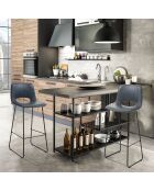 2 Tabourets de bar leonel gris/noir - 100x45x49.5 cm