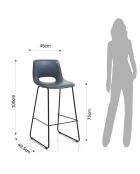 2 Tabourets de bar leonel gris/noir - 100x45x49.5 cm