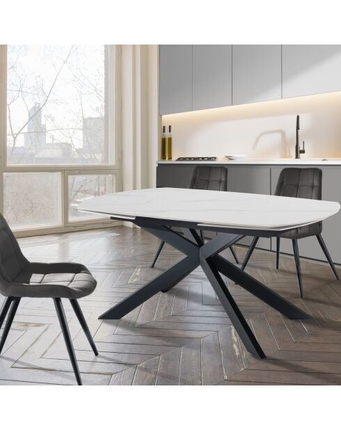 Table extensible aza 1 marbré/noir - 75x90x140/200 cm