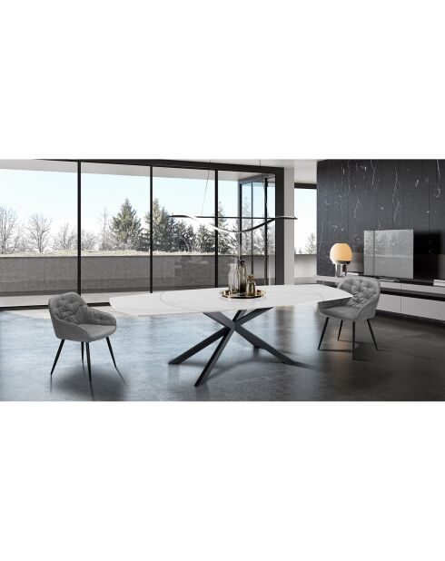 Table extensible aza 1 marbré/noir - 75x90x140/200 cm