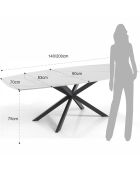 Table extensible aza 1 marbré/noir - 75x90x140/200 cm