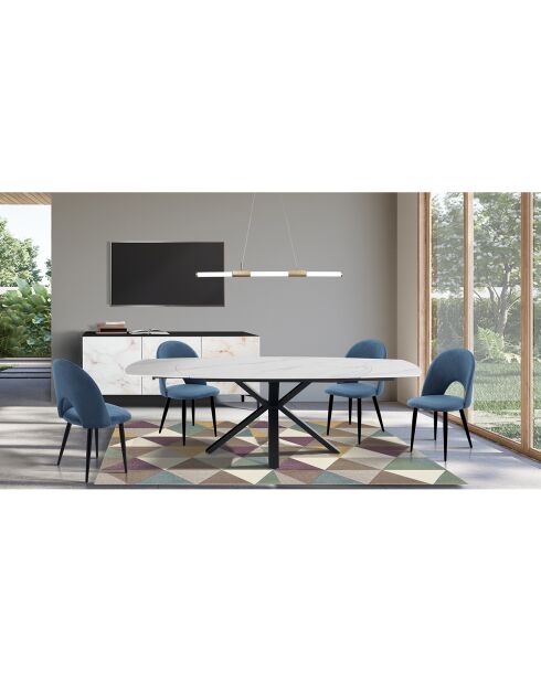 Table extensible zoe 1  noir/marbré - 75x90x140/175/210 cm