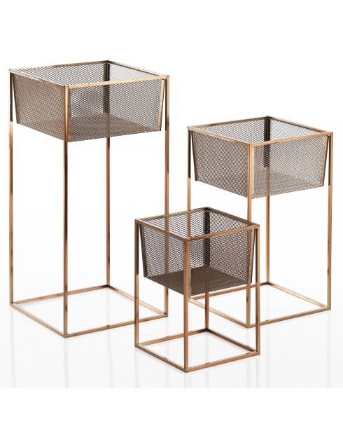 3 Supports de jardinières net rose gold - 60x28x28 cm