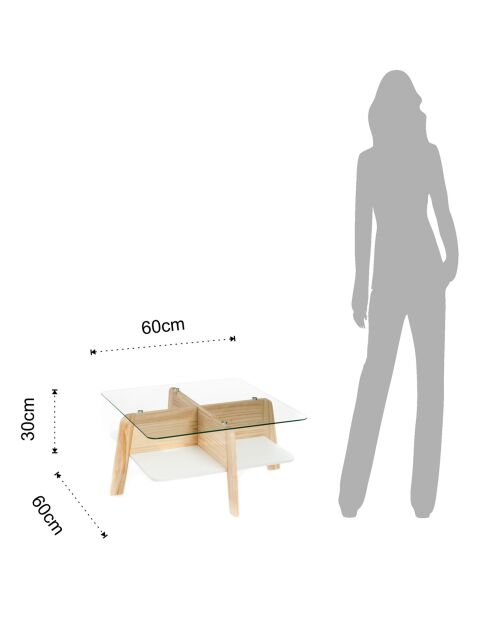 Table basse varm chêne/transparent - 60x60x30 cm