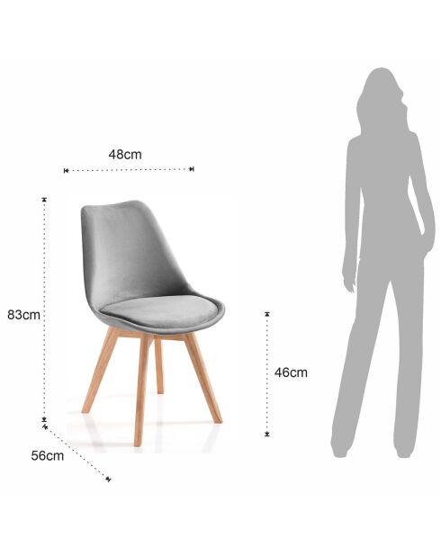 4 Chaises kiki grises - 83x48x56 cm