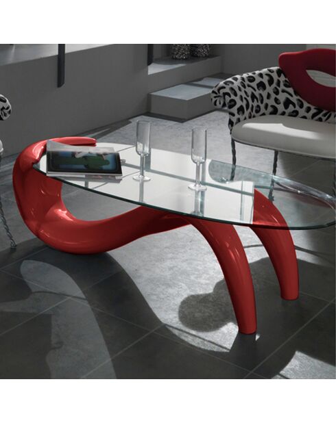 Table basse sirio red transparent/rouge - 40x125x67 cm