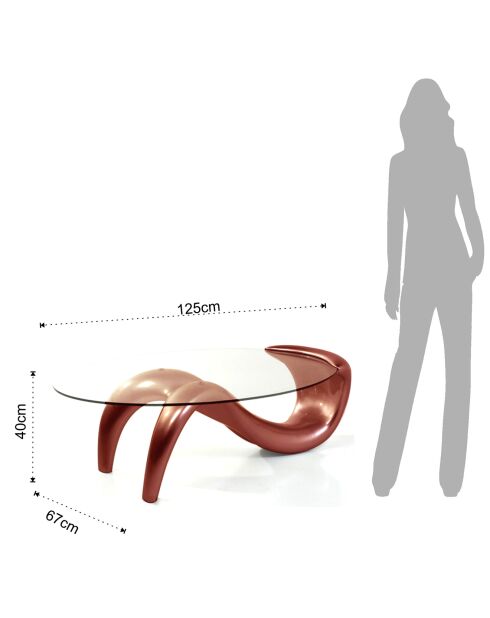 Table basse sirio red transparent/rouge - 40x125x67 cm