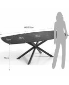 Table extensible aza 2 noire - 75x90x140/200 cm