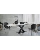 Table extensible alexa noir/marbré - 77x90x160/195/230 cm