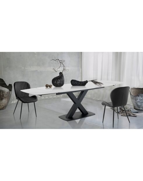 Table extensible alexa noir/marbré - 77x90x160/195/230 cm