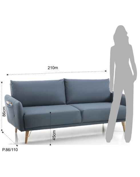 Canapé/lit cigo bleu - 210x86x86 cm