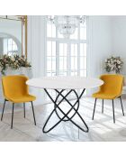 Table hula hoop marbré/noir - 76xD.110 cm