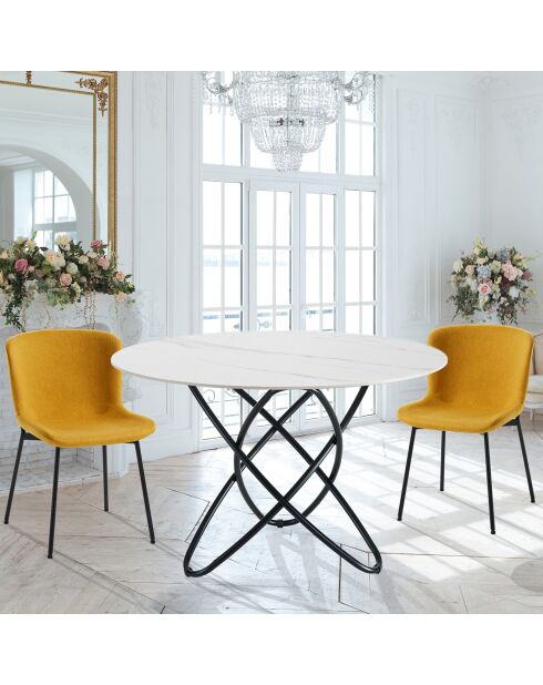 Table hula hoop marbré/noir - 76xD.110 cm