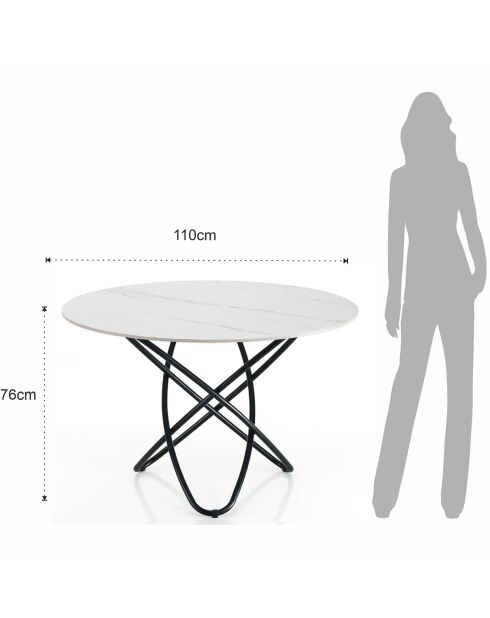 Table hula hoop marbré/noir - 76xD.110 cm