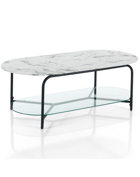 Table basse brill marbré/noir - 42x120x60 cm