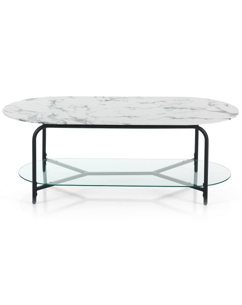 Table basse brill marbré/noir - 42x120x60 cm