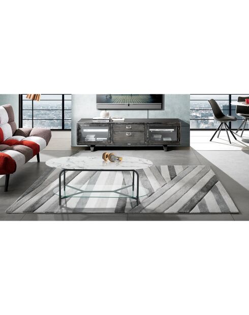 Table basse brill marbré/noir - 42x120x60 cm