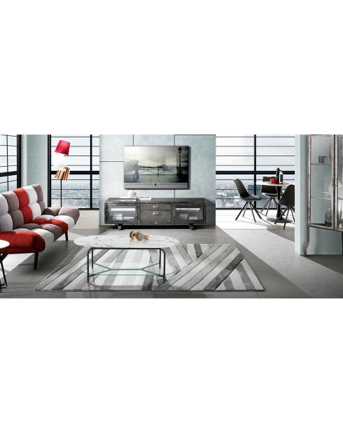Table basse brill marbré/noir - 42x120x60 cm