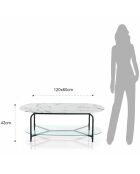 Table basse brill marbré/noir - 42x120x60 cm