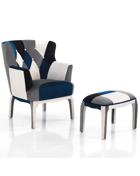 Fauteuil avec pouf kaleidos-e  multicolore - 98x78x70 cm