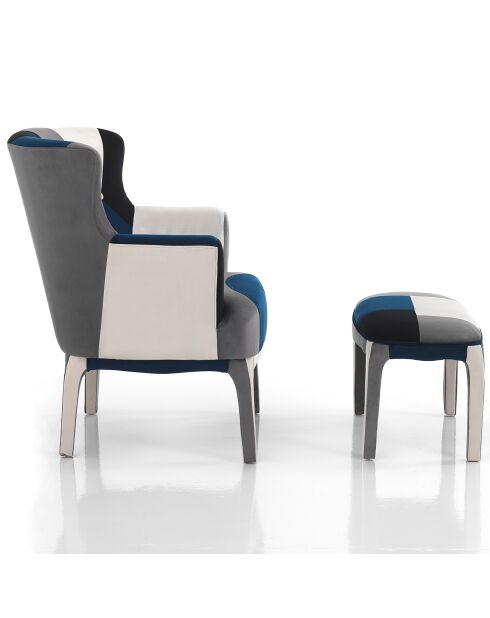 Fauteuil avec pouf kaleidos-e  multicolore - 98x78x70 cm