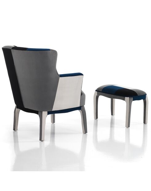 Fauteuil avec pouf kaleidos-e  multicolore - 98x78x70 cm