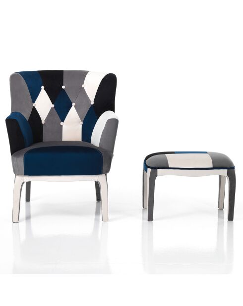Fauteuil avec pouf kaleidos-e  multicolore - 98x78x70 cm