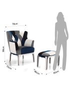 Fauteuil avec pouf kaleidos-e  multicolore - 98x78x70 cm