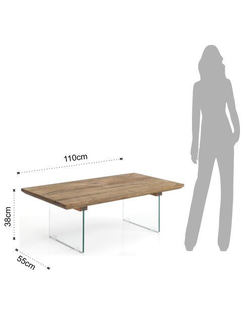 Petite table float transparent/bois - 38x55x110 cm