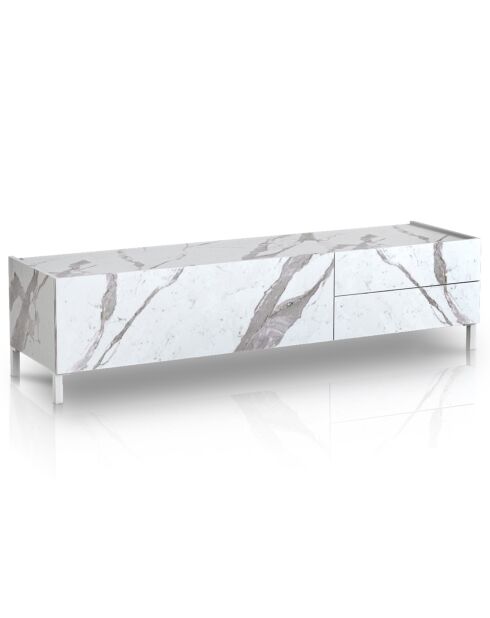 Meuble tv eddy marbre blanc - 42x160x40 cm