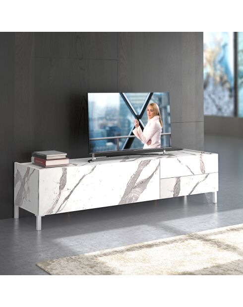 Meuble tv eddy marbre blanc - 42x160x40 cm