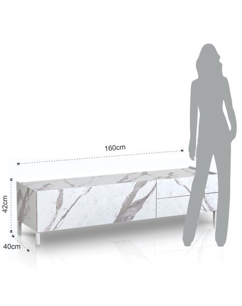 Meuble tv eddy marbre blanc - 42x160x40 cm
